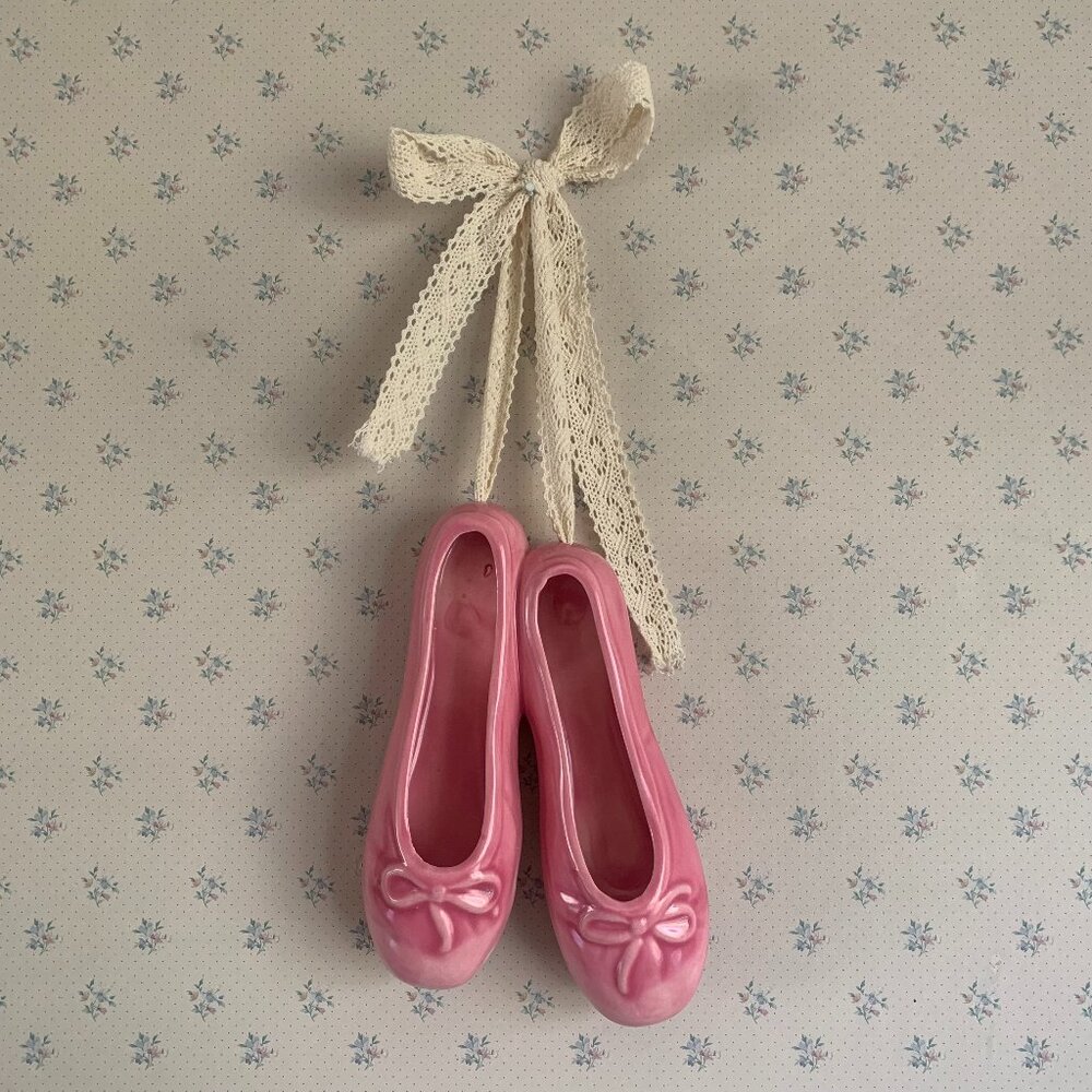 Vintage Ceramic Ballet Slipper Shoes Hanging Decoration